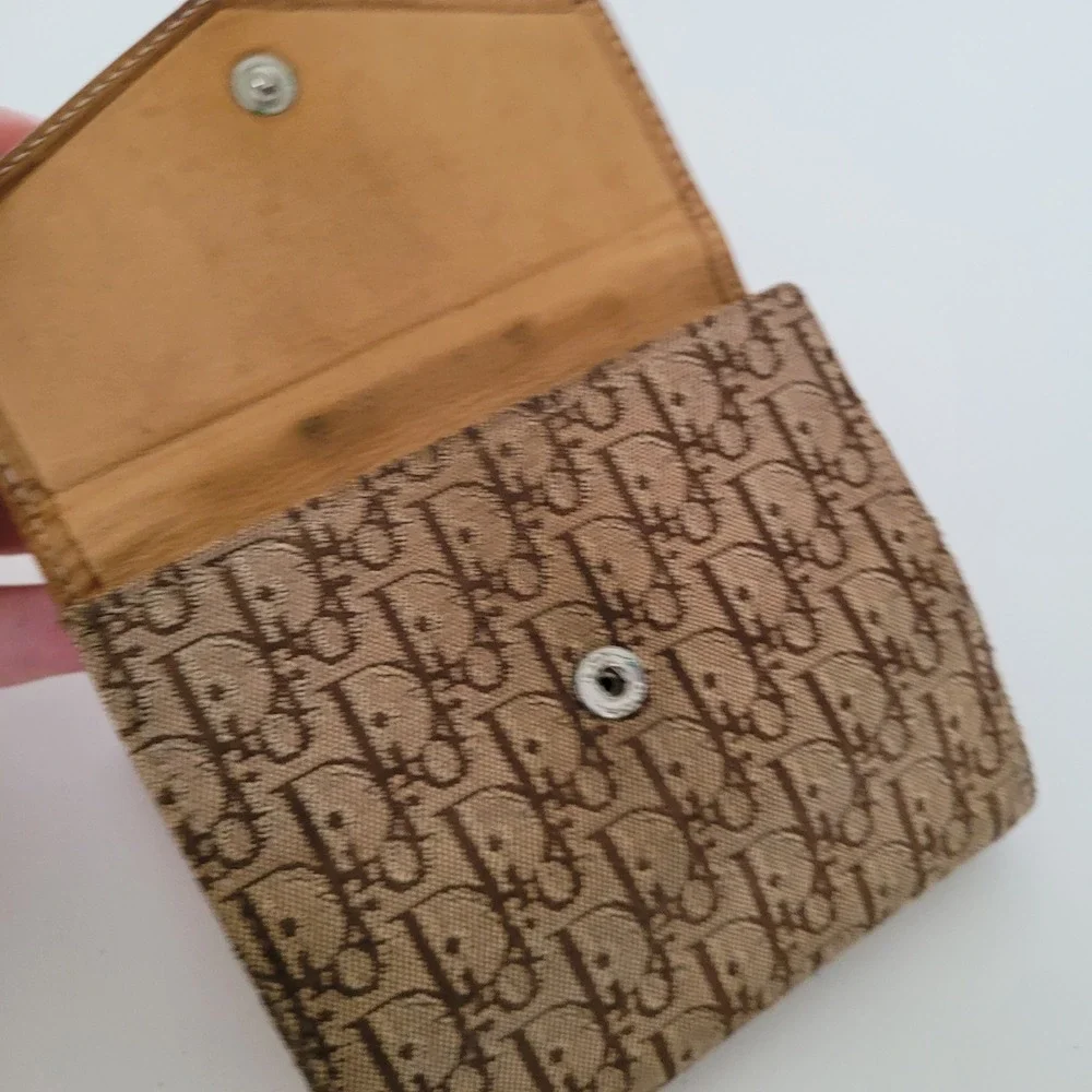 Christian Dior Vintage Trotter Monogram Canvas Compact Wallet Brown MC 0024